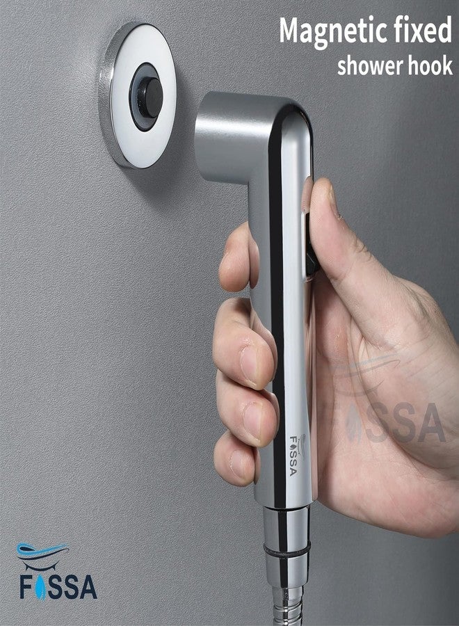 Fossa Magnetic Health Faucet ABS Body | for Toilet Handheld Bidet Sprayer with 1 Meter Stainless Steel Hose Pipe & Magnetic Wall Holder | Silver (Chrome Finish) - Image 3